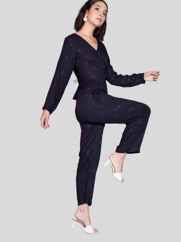 Navy Blue Viscose Rayon Readymade Co-Ord Sets