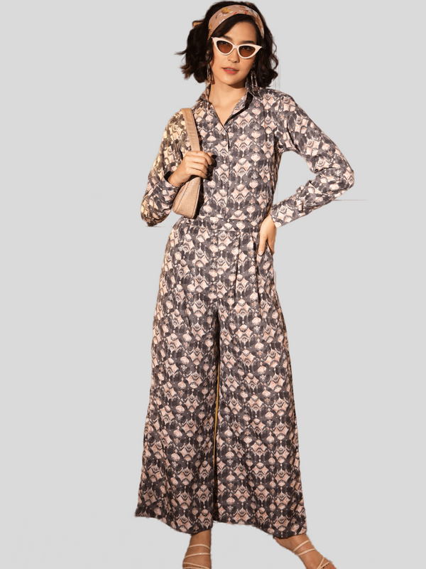 Grey Printed Color Designer Readymade Co-Ord Sets