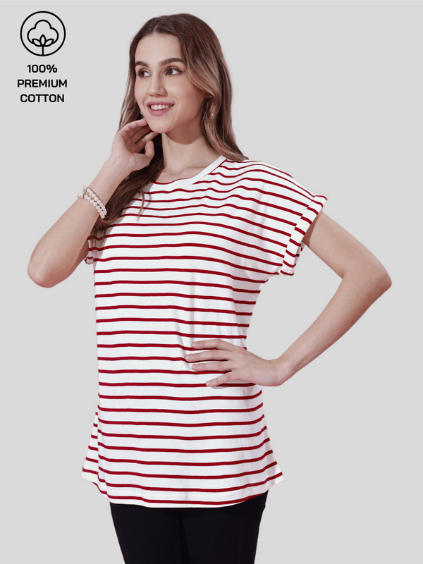 Off White With Red Stripes Top
