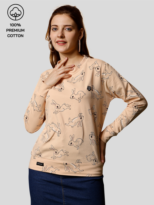 Premium Body Nude Color Rabbit Printed Sweatshirt