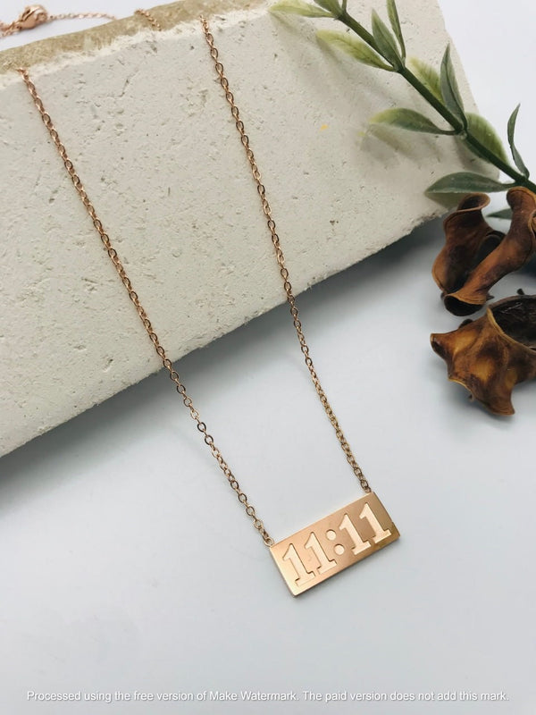 Elegant Rose Gold Stainless Steel with 11:11 Number Chain