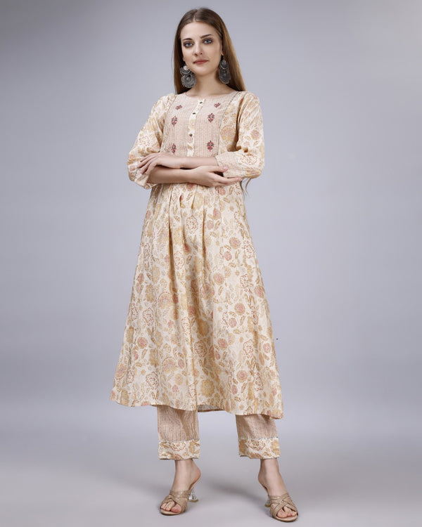 Cream Chanderi Cotton Dresses