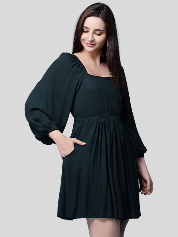 Flare Dark Green Dress