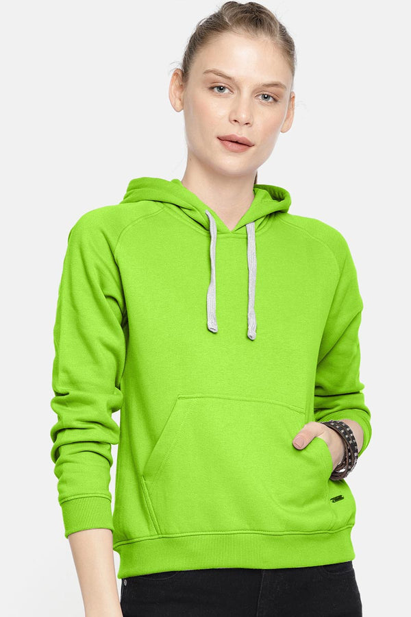 Light Green Solid Full Sleeve Hoodie