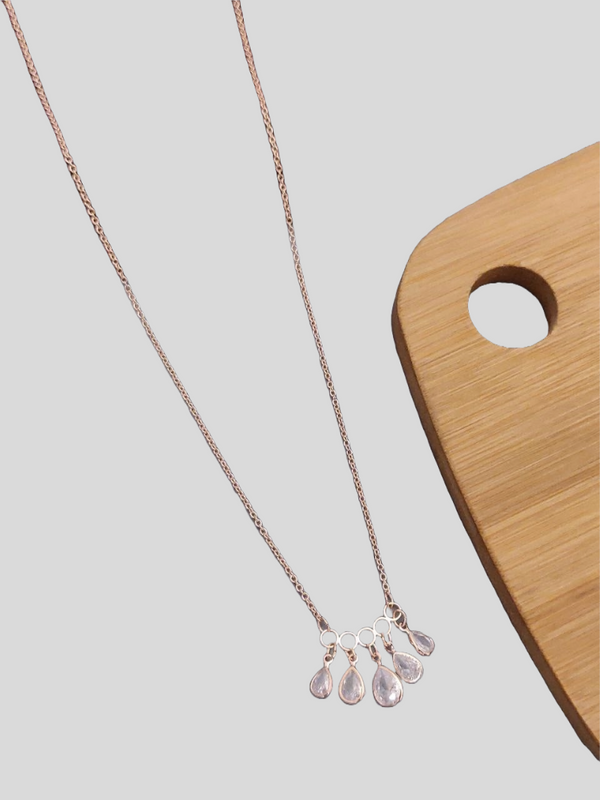 Fantastic Rose Gold Designer Fancy Chain with SiIver Crystal Drop Design