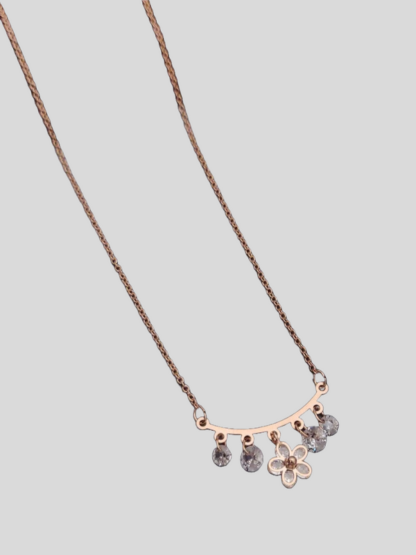 Cool Rose Gold Designer Fancy Chain with Flower and Diamond Crystal