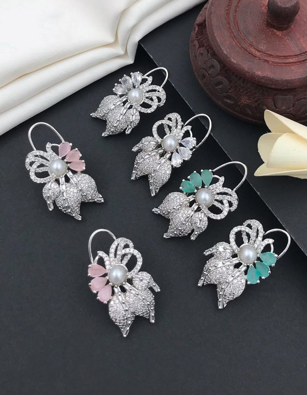 Elegant Silver with unique Design Earrings with Three Diffrent Color