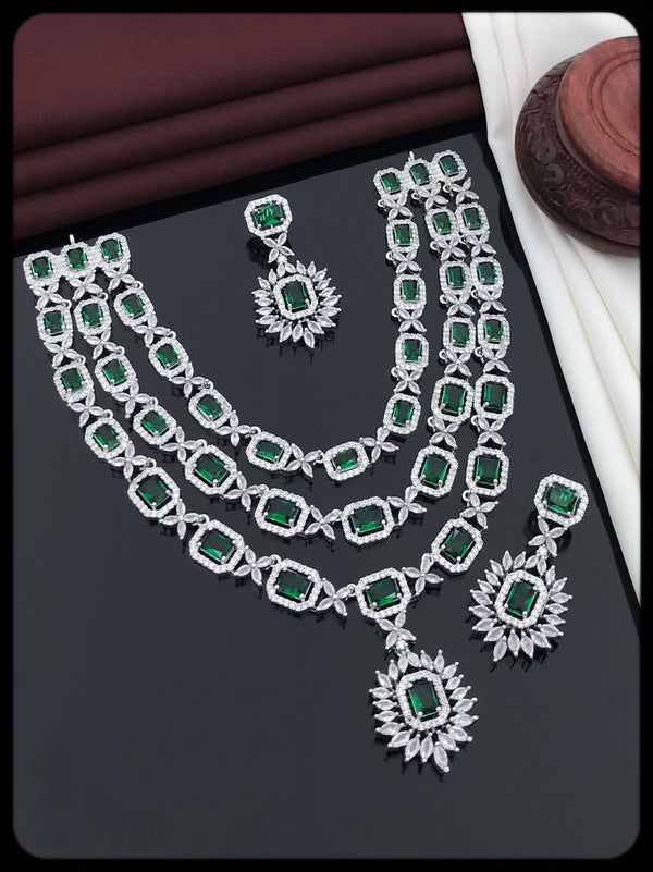 Gorgeous White with Beautiful Green Necklace and Earrings