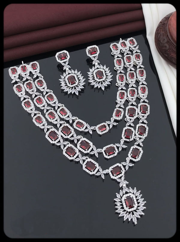 Gorgeous White with Beautiful Ruby Necklace and Earrings