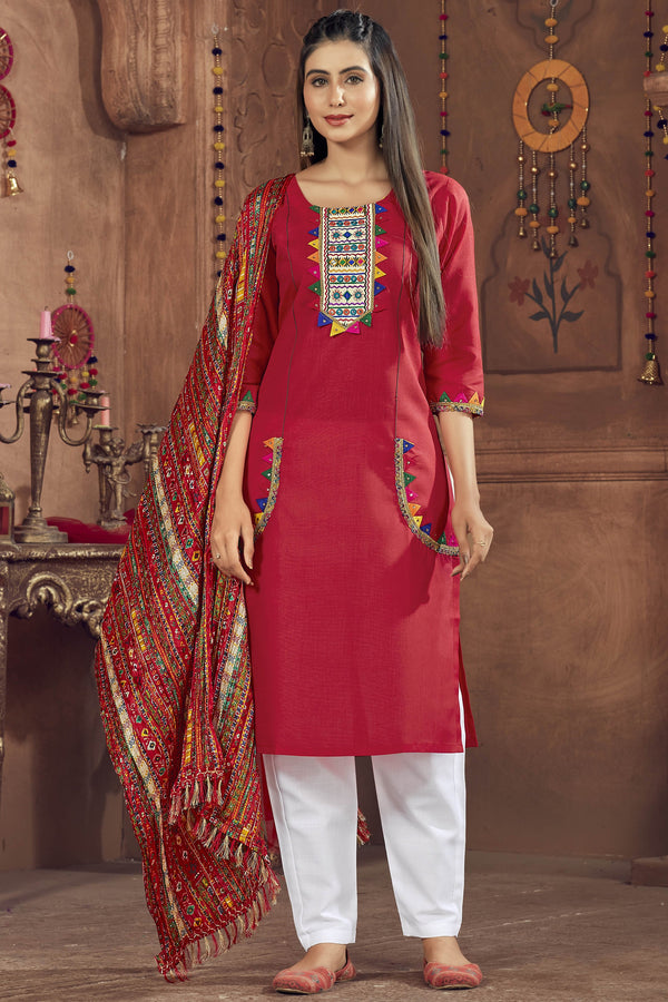 Navratri Special Readymade Designer Salwar Kameez In Cotton Fabric