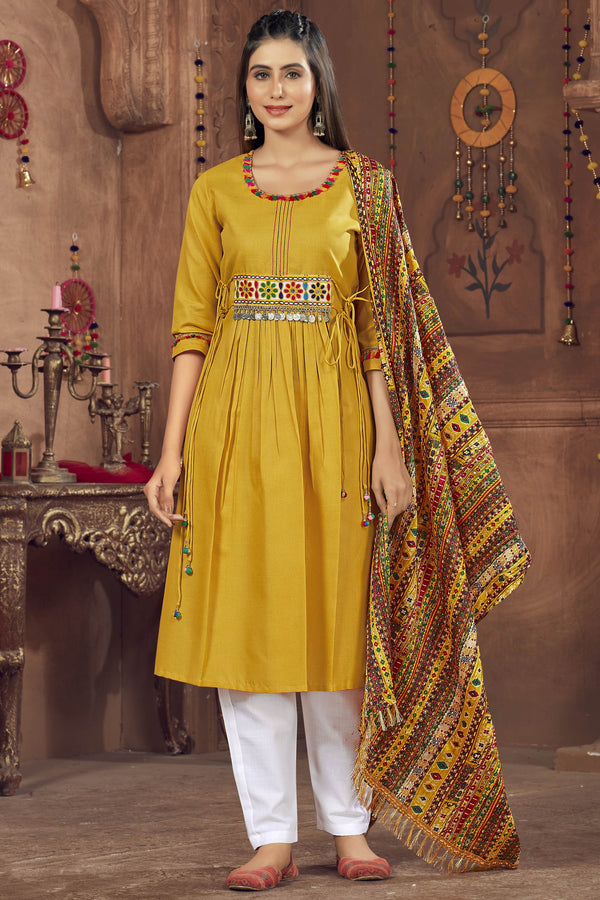 Navratri Special Readymade Designer Salwar Suit In Cotton Fabric